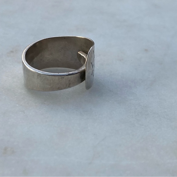 Antique Engraved Silver Spoon Ring - Picture 2 of 5